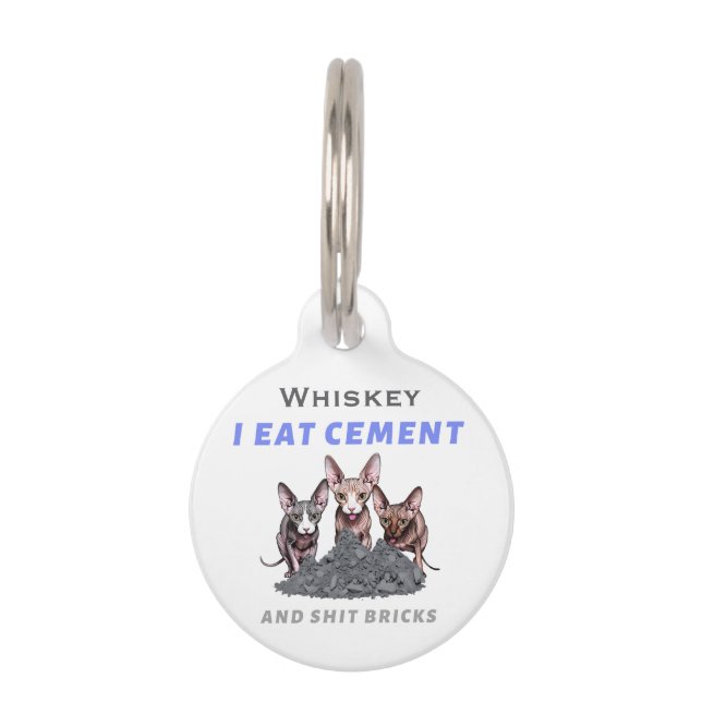 Personalized Sphynx Cats Funny I Eat Cement Meme  Huisdierpenning (Voorkant)