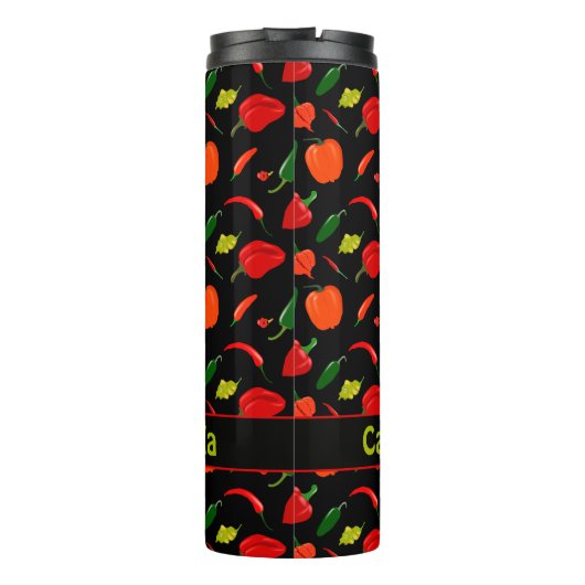 Personalized Spicy Pepper Pattern  Thermosbeker (Achterkant)