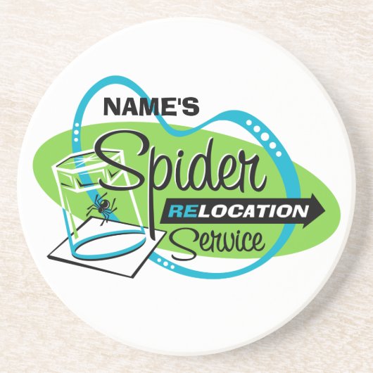 PERSONALIZED Spider Relocation Service Zandsteen Onderzetter (Voorkant)