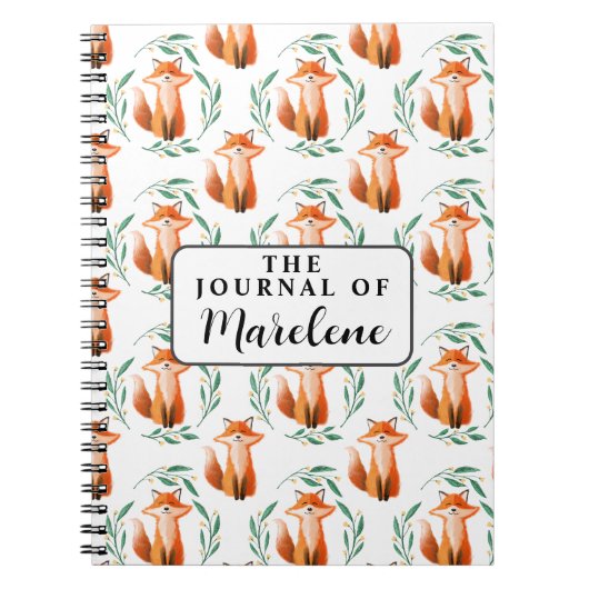 Personalized Spiral Photo Notebook – Cute Fox  Notitieboek (Voorkant)