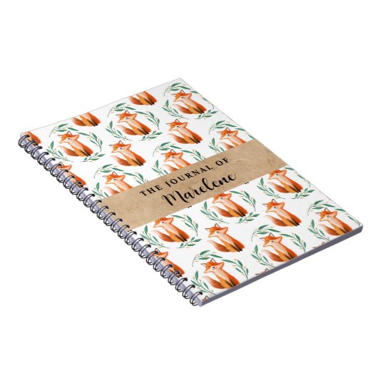 Personalized Spiral Photo Notebook – Cute Fox  Notitieboek (Rechterzijde)