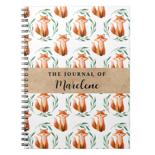 Personalized Spiral Photo Notebook – Cute Fox  Notitieboek (Voorkant)