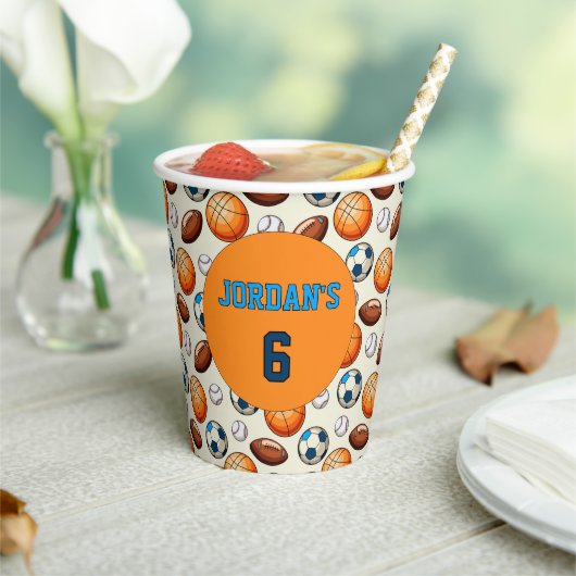 Personalized Sports Birthday Paper Cups  Papieren Bekers (Insitu)