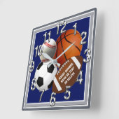Personalized, Sports Themed Wall Clock, for Sale Vierkante Klok (Hoek)