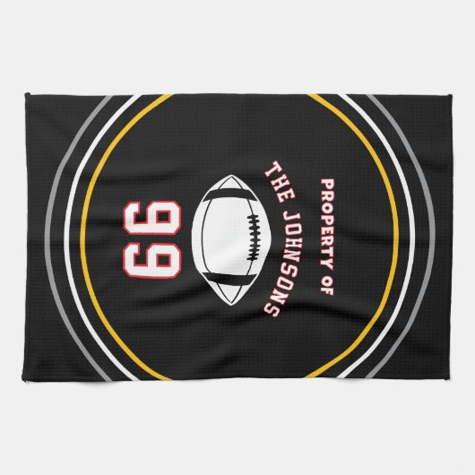 Personalized Sports Towel | Custom Football Player Theedoek (Horizontaal)