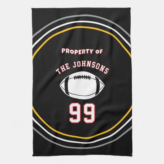 Personalized Sports Towel | Custom Football Player Theedoek (Verticaal)
