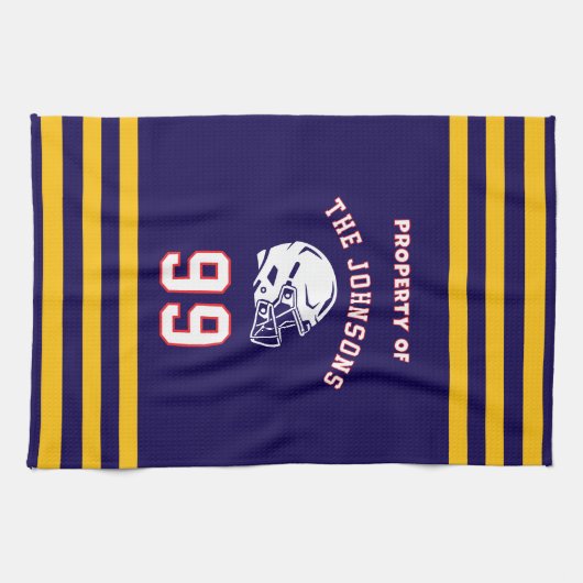 Personalized Sports Towel | Custom Football Player Theedoek (Horizontaal)