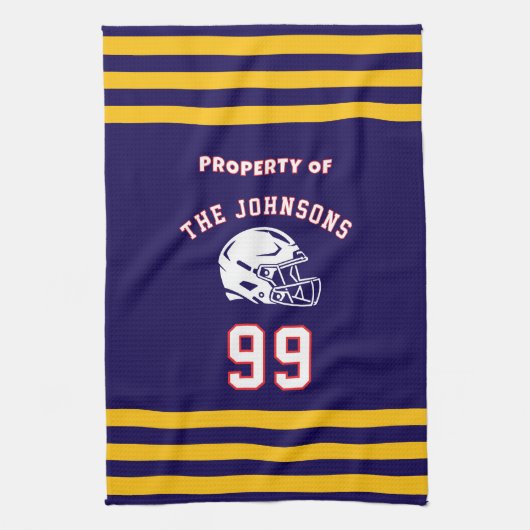 Personalized Sports Towel | Custom Football Player Theedoek (Verticaal)