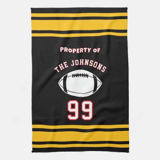 Personalized Sports Towel | Custom Football Player Theedoek (Verticaal)