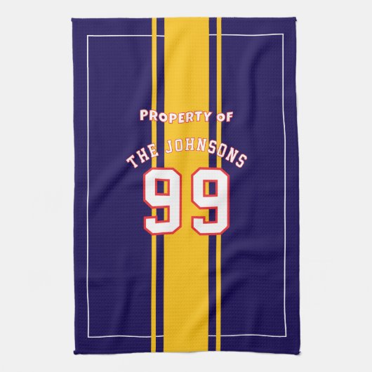 Personalized Sports Towel | Custom Football Player Theedoek (Verticaal)