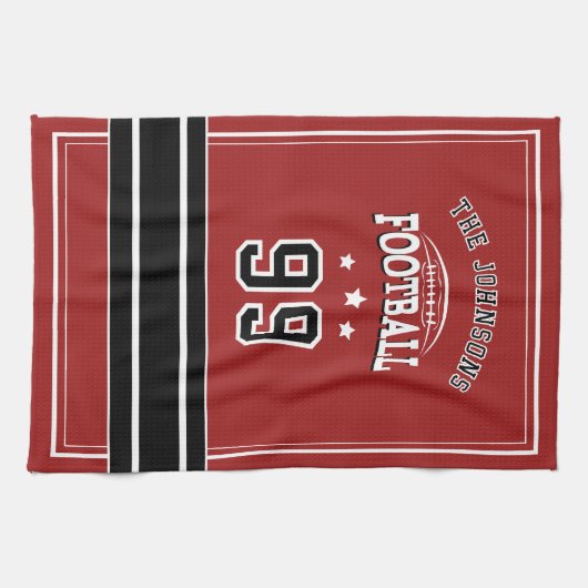 Personalized Sports Towel | Custom Football Player Theedoek (Horizontaal)