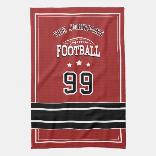 Personalized Sports Towel | Custom Football Player Theedoek (Verticaal)
