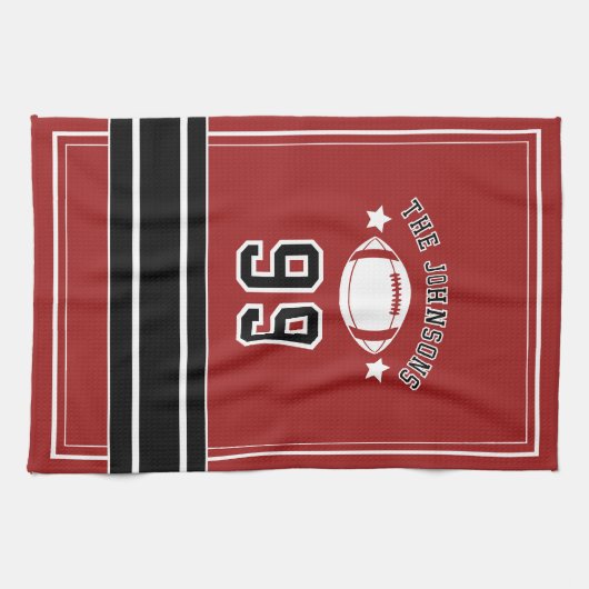 Personalized Sports Towel | Custom Football Player Theedoek (Horizontaal)