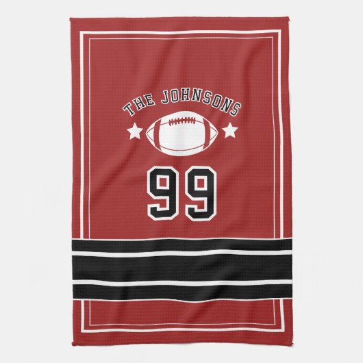 Personalized Sports Towel | Custom Football Player Theedoek (Verticaal)