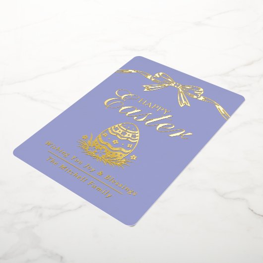 Personalized Spring Easter Egg Gold Bow Folie Feestdagenkaart (Gedraaid)