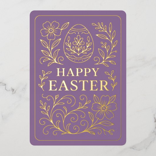 Personalized Spring Easter Egg Gold Floral Folie Feestdagenkaart (Voorkant)