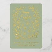 Personalized Spring Easter Egg Gold Floral Folie Feestdagenkaart (Voorkant)