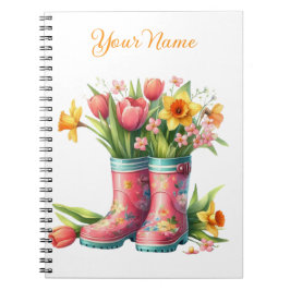 Personalized Spring Floral Spiral Notebook Notitieboek