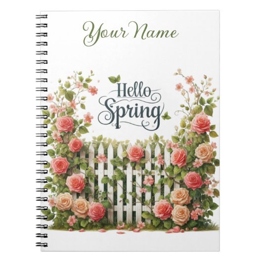 Personalized Spring Floral Spiral Notebook Notitieboek (Voorkant)
