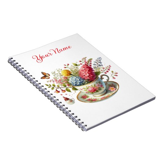 Personalized Spring Floral Spiral Notebook – Notitieboek (Rechterzijde)