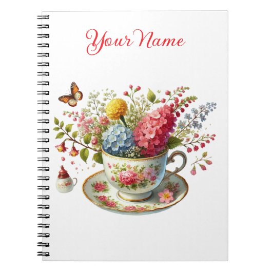 Personalized Spring Floral Spiral Notebook – Notitieboek (Voorkant)