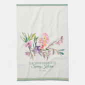 Personalized Spring Floral Watercolor Botanical  Theedoek (Verticaal)