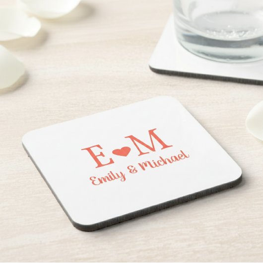 Personalized Square Coaster with Initials and Hear Bier Onderzetter