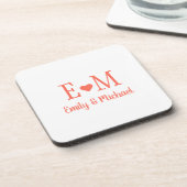 Personalized Square Coaster with Initials and Hear Bier Onderzetter (Linkerzijde)