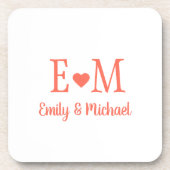 Personalized Square Coaster with Initials and Hear Bier Onderzetter (Voorkant)