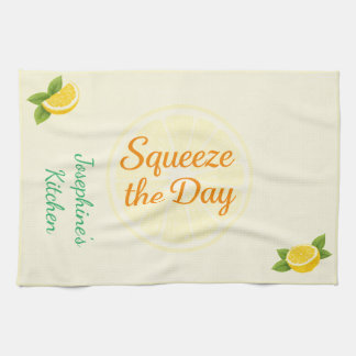 Personalized Squeeze the Day Lemon Kitchen Towel Theedoek