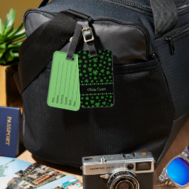 Personalized St. Patrick’s Day Shamrock on Black Bagagelabel