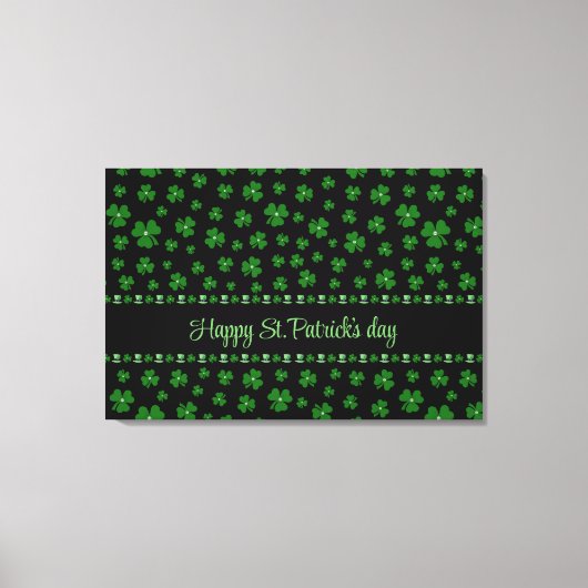 Personalized St. Patrick’s Day Shamrock on Black Canvas Afdruk (Voorkant)