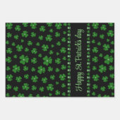 Personalized St. Patrick’s Day Shamrock on Black Inpakpapier Vel (Voorkant 2)