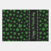 Personalized St. Patrick’s Day Shamrock on Black Inpakpapier Vel (Voorkant)
