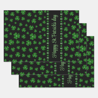 Personalized St. Patrick’s Day Shamrock on Black Inpakpapier Vel