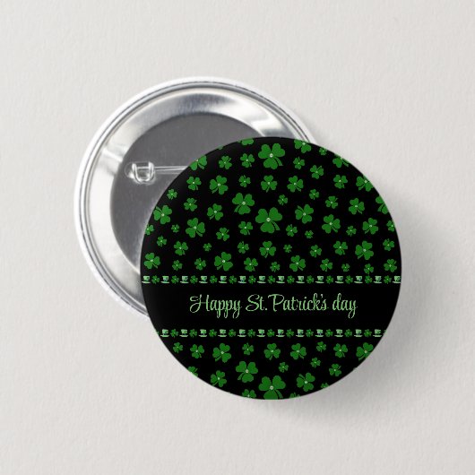 Personalized St. Patrick’s Day Shamrock on Black Ronde Button 5,7 Cm (Voorkant /achterkant)
