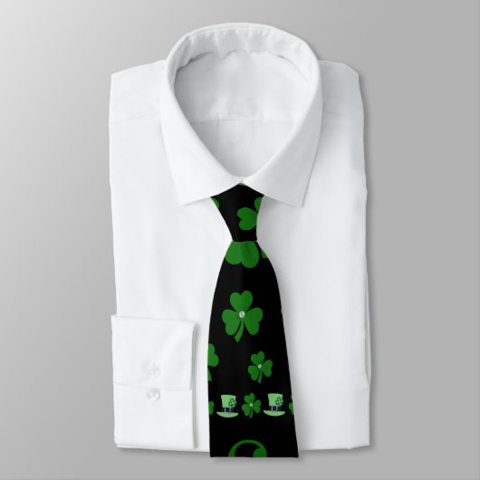 Personalized St. Patrick’s Day Shamrock on Black Stropdas (Gebonden)