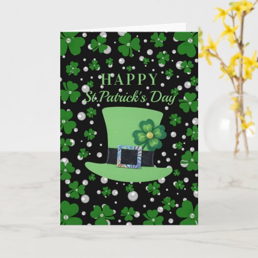 Personalized St. Patrick’s Day Shamrock with Pearl Kaart (Gele Bloem)