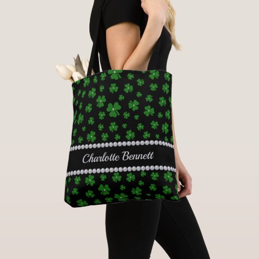 Personalized St. Patrick’s Day Shamrock with Pearl Tote Bag (Dichtbij)