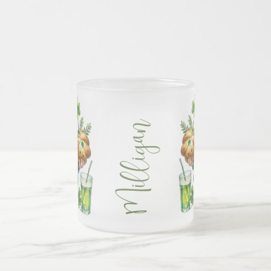Personalized St. Patrick's Day Frosted Glass Mug Matglas Koffiemok (Center)