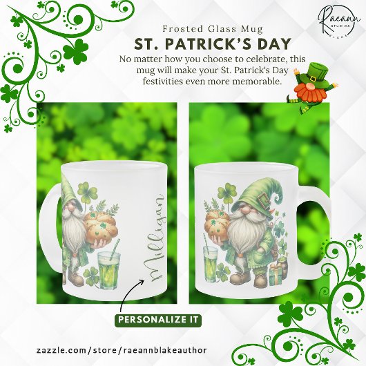Personalized St. Patrick's Day Frosted Glass Mug Matglas Koffiemok
