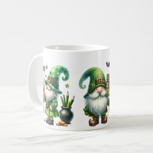 Personalized St. Patrick's Day Leprechauns Ceramic Koffiemok (Voorkant links)