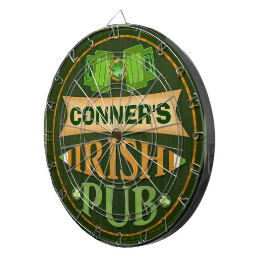 Personalized St. Patrick's Irish Pub Dart Board Dartbord (Voorkant Rechts)