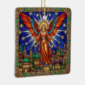 Personalized Stained Glass Archangel Jerusalem Keramisch Ornament (Rechts)