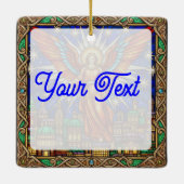 Personalized Stained Glass Archangel Jerusalem  Keramisch Ornament (Achterkant)