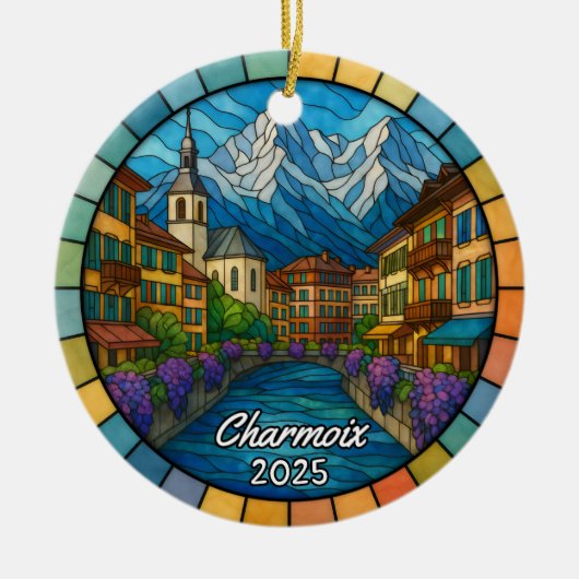 Personalized Stained Glass Charmoix Ornament (Voorkant)