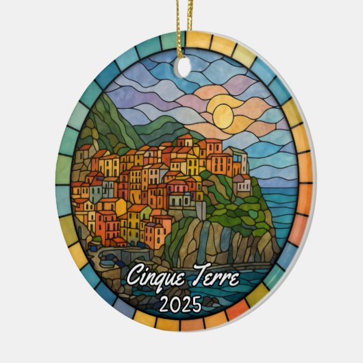 Personalized Stained Glass Cinque Terre Ornament (Links)