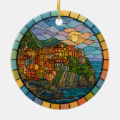 Personalized Stained Glass Cinque Terre Ornament (Achterkant)