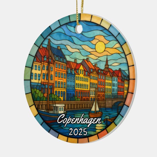 Personalized Stained Glass Copenhagen Ornament (Links)