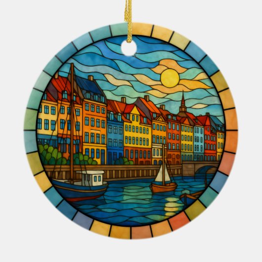 Personalized Stained Glass Copenhagen Ornament (Achterkant)